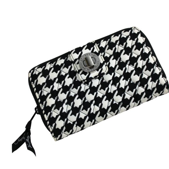 Vera Bradley Midnight Houndstooth Black And White Turn Lock Wallet - Picture 5 of 9